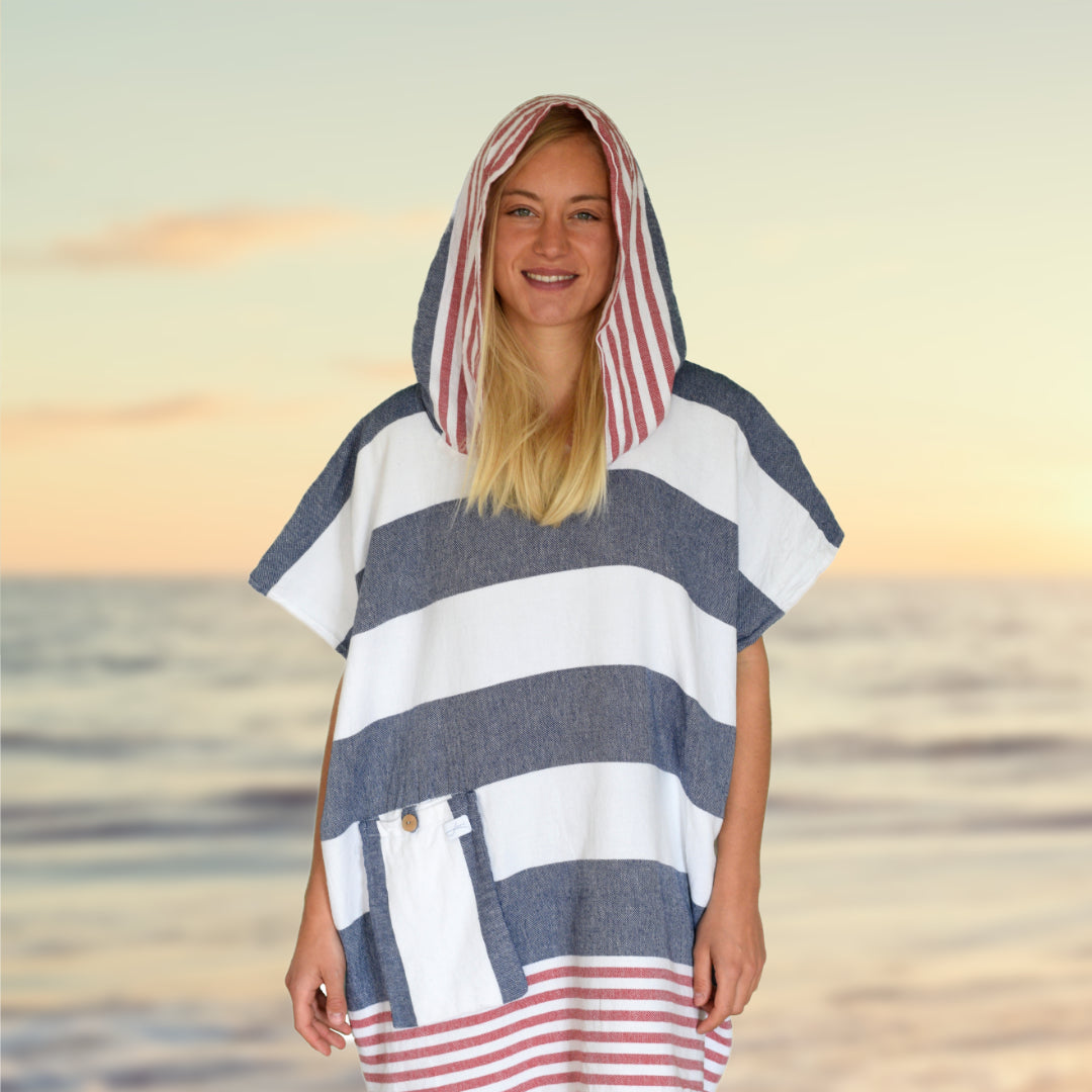 Badeponcho gestreift aus Baumwolle