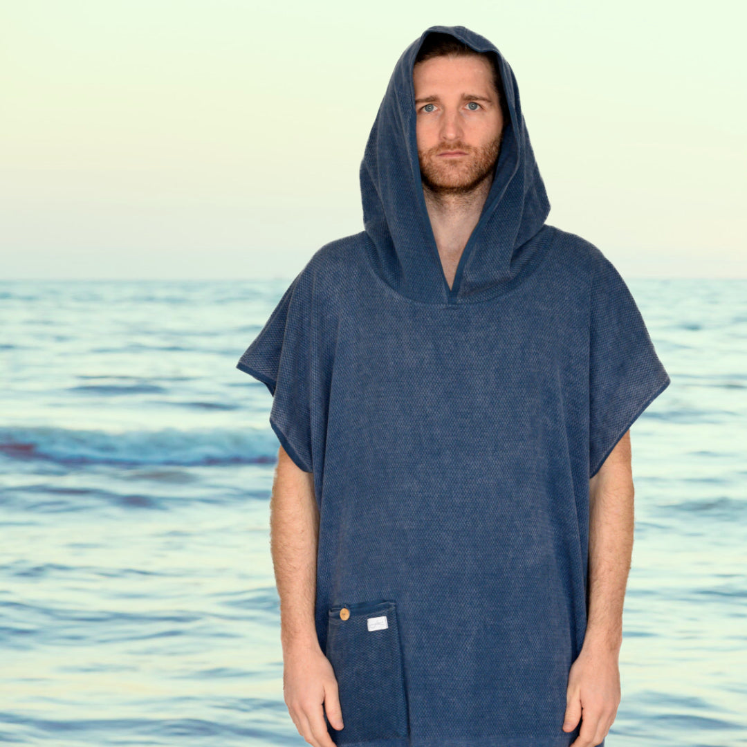 Badeponcho uni aus Bio-Baumwolle