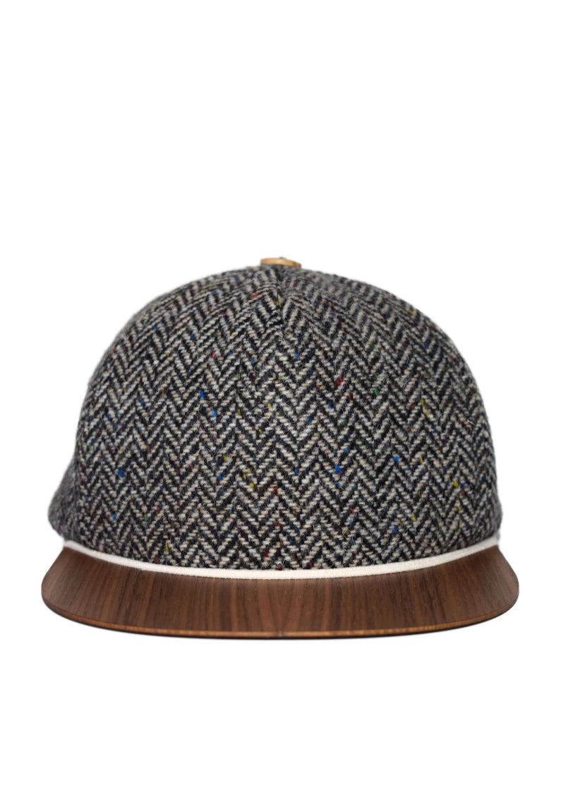 Tweed Cap mit Holzschirm aus Wolle
