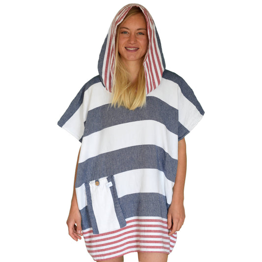 Badeponcho gestreift aus Baumwolle