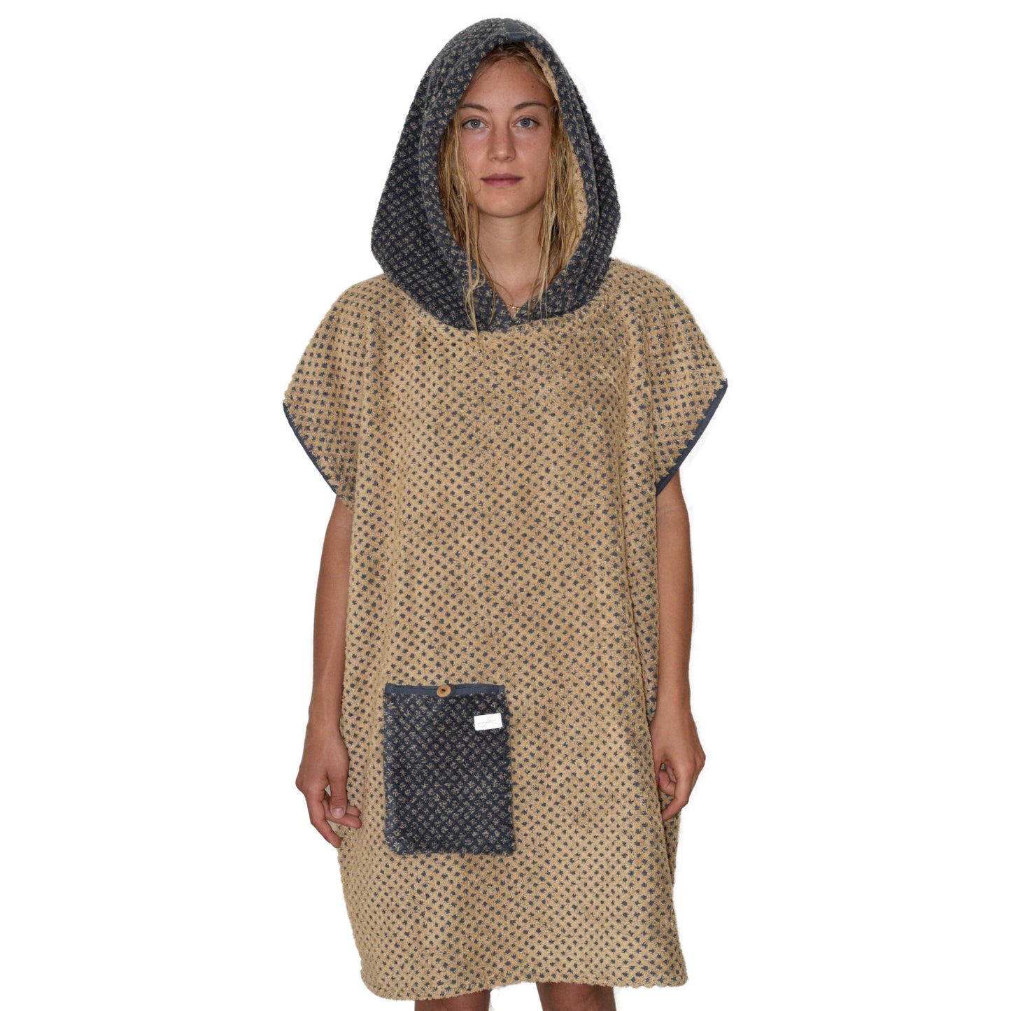 Badeponcho Frottee gepunktet aus Baumwolle
