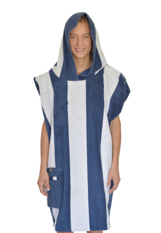 Badeponcho Frottee gestreift aus Baumwolle