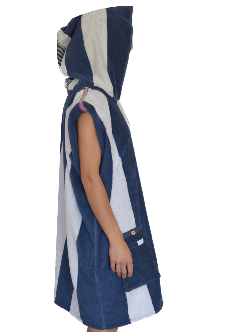 Badeponcho Frottee gestreift aus Baumwolle