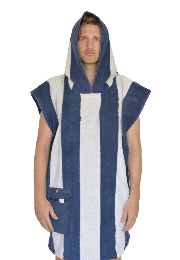 Badeponcho Frottee gestreift aus Baumwolle