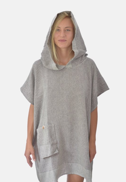 Badeponcho Karo aus Baumwolle