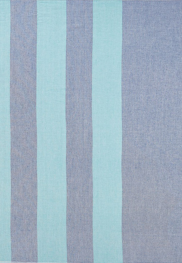 Strandtuch blau-türkis gestreift mit Tasche aus Baumwolle
