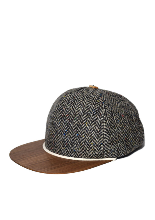 Tweed Cap mit Holzschirm aus Wolle