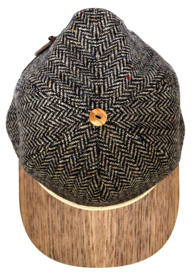 Tweed Cap mit Holzschirm aus Wolle