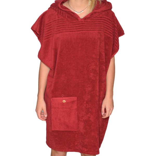 Badeponcho rot Frottier | leicht, fair, bio & eco