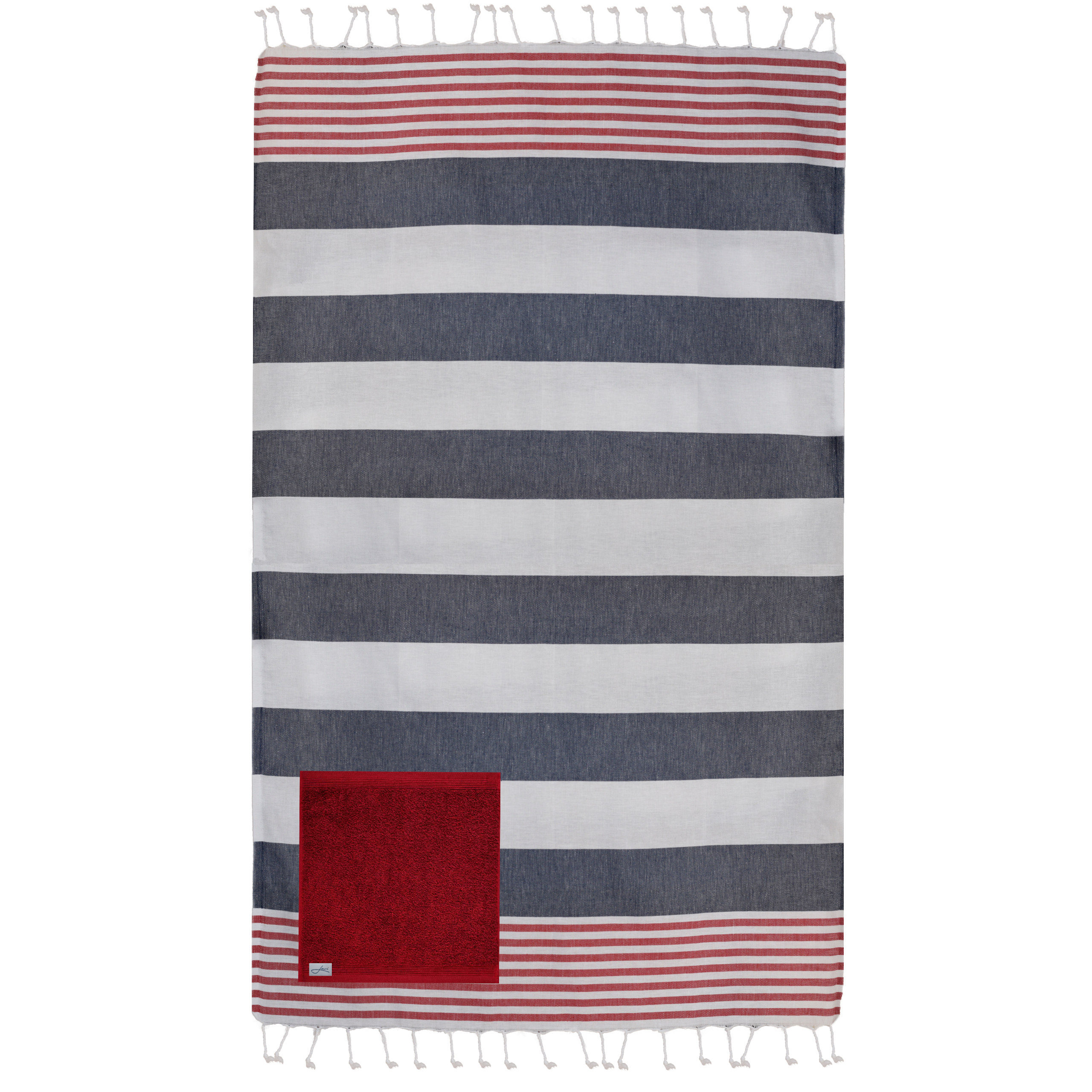 Strandtuch mit Tasche aus Baumwolle - blau-weiß-rot - Sommerdecke Made in  Europa Lou-i | Lou-i